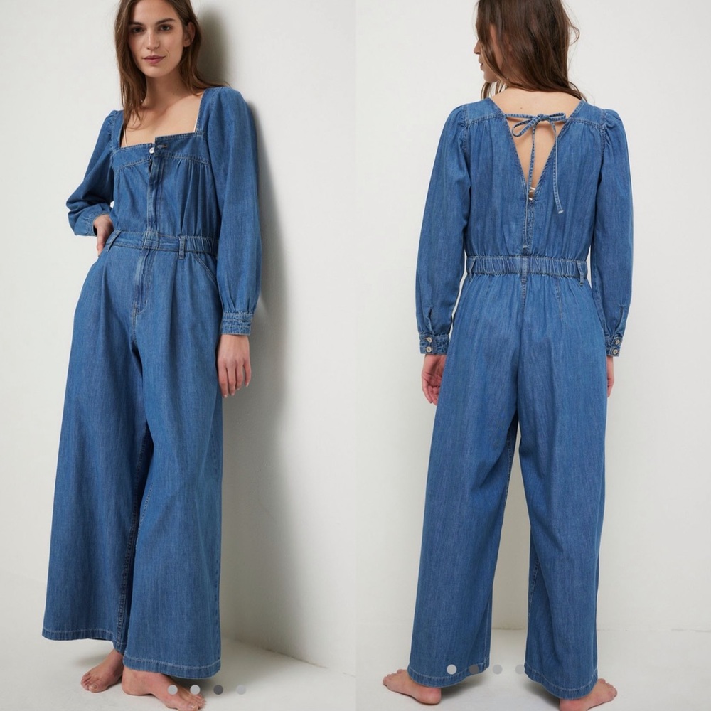 Free people we the free Clara Denim Jumpsuit